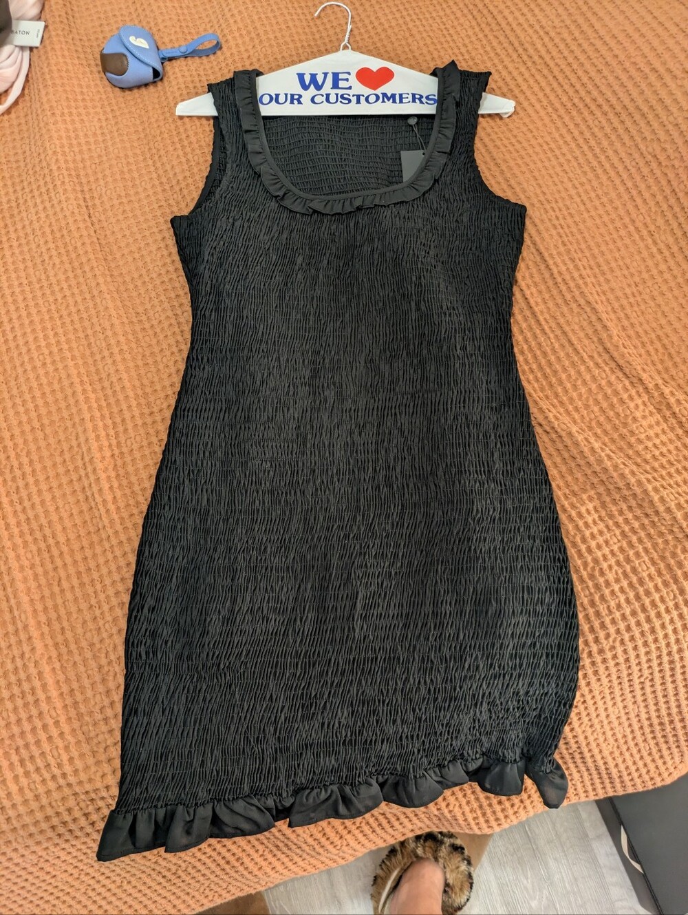 Black Sleeveless Ruffle Hem Dress